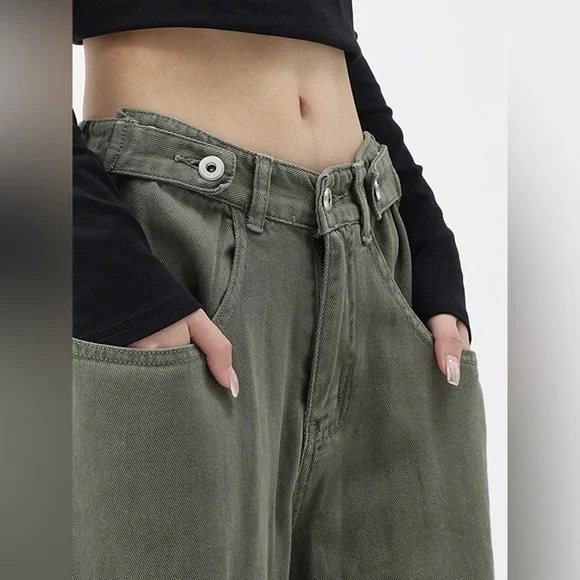 Commense Olive Wide Leg Jeans - Picture 4 of 6